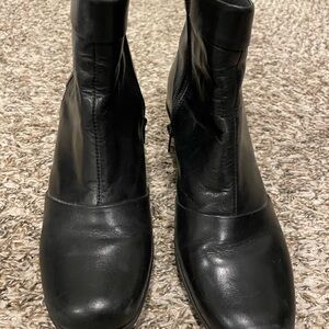 Clarks Black Leather Ankle Booties